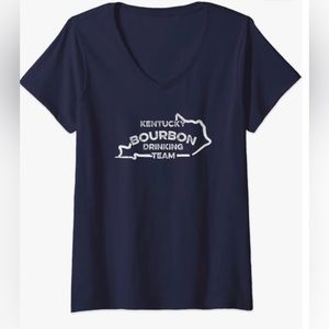 Kentucky Bourbon Drinking Team Ladies V-neck Tee - Size XL